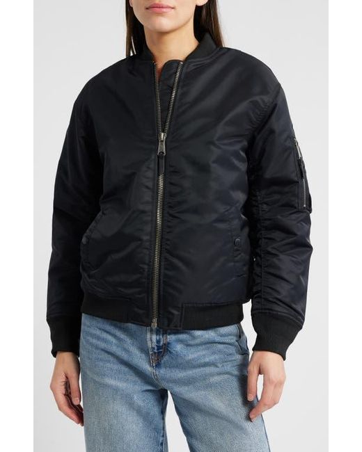 Schott Nyc Black Nylon Ma-1 Flight Jacket