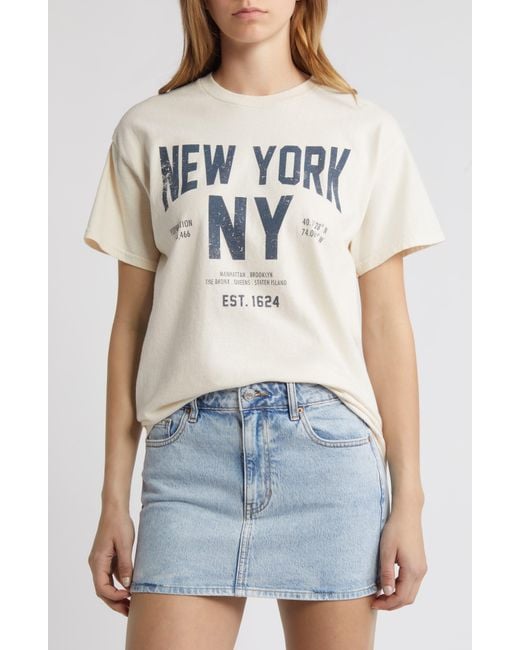 THE VINYL ICONS Blue New York Cotton Graphic T-shirt
