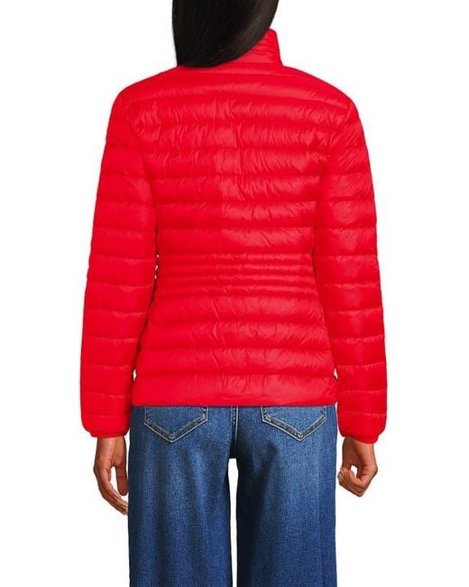 Lands' End Red Wanderweight Ultralight Packable Down Jacket