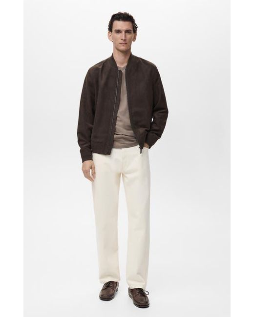 Mango Black Faux Suede Bomber Jacket for men