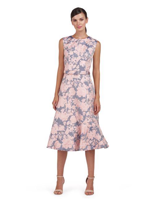 Kay Unger Pink Verity Sleeveless Belted Cocktail Dress