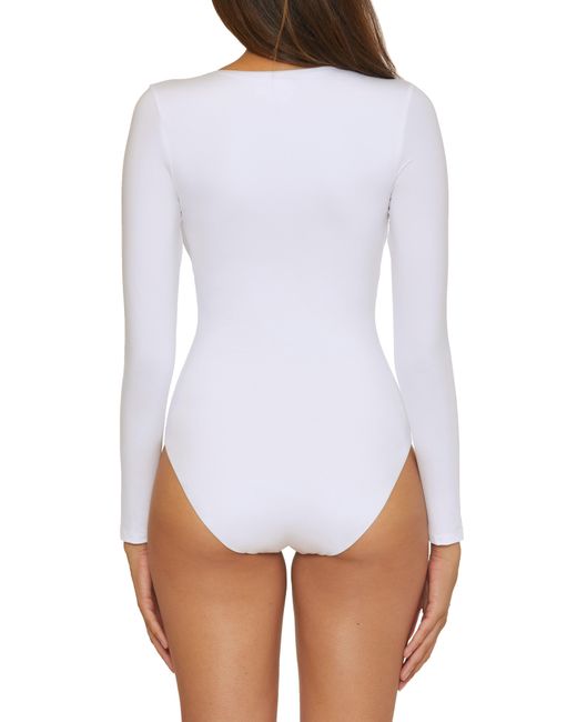 Trina Turk White Monaco Long Sleeve One-piece Swimsuit