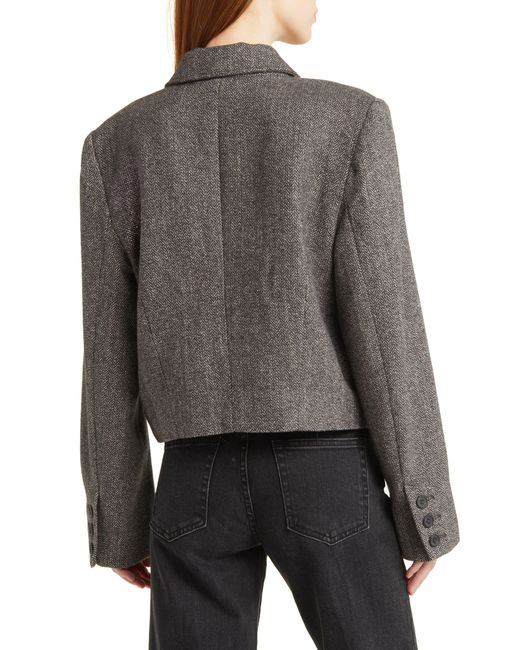 Free People Gray Heritage Double Breasted Crop Blazer