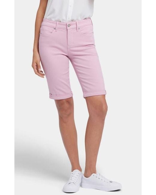 NYDJ Pink Briella Cuffed Bermuda Shorts