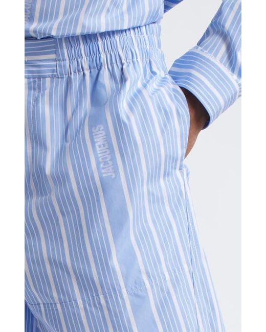 Jacquemus Blue Le Short Aloe Stripe Shorts for men