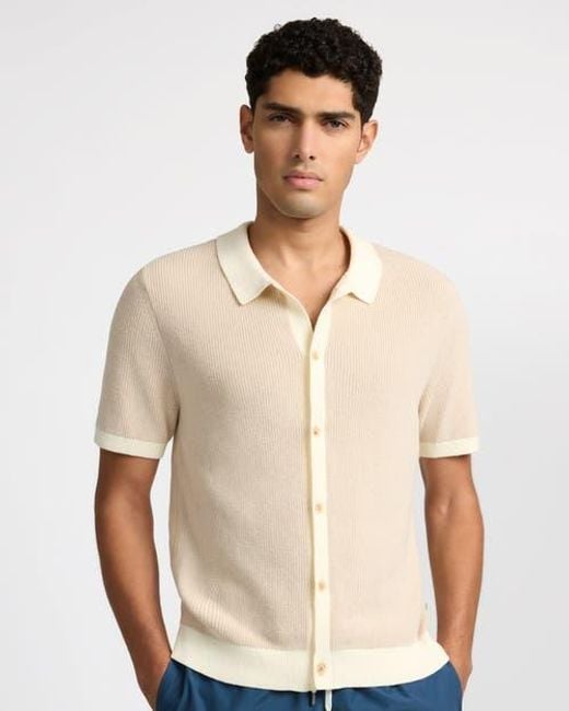 Onia Natural Cotton Linen Button Up Sweater for men