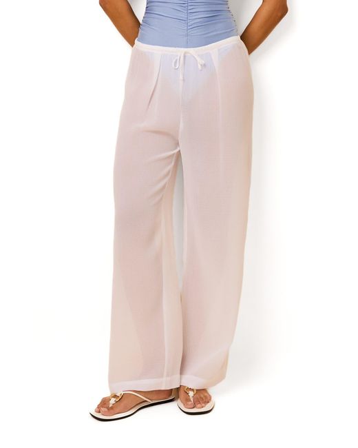 Solid & Striped Pink Ashling Pleated Sheer Cover-Up Pants