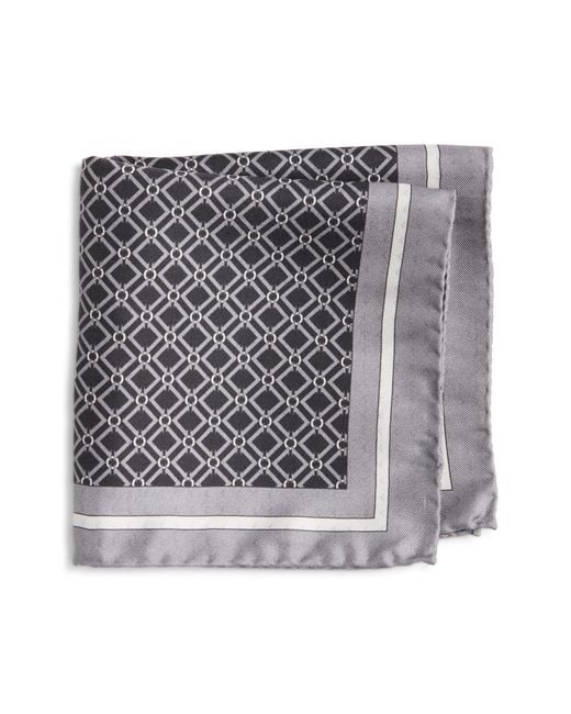 Jack Victor Gray Equestrian Silk Pocket Square for men