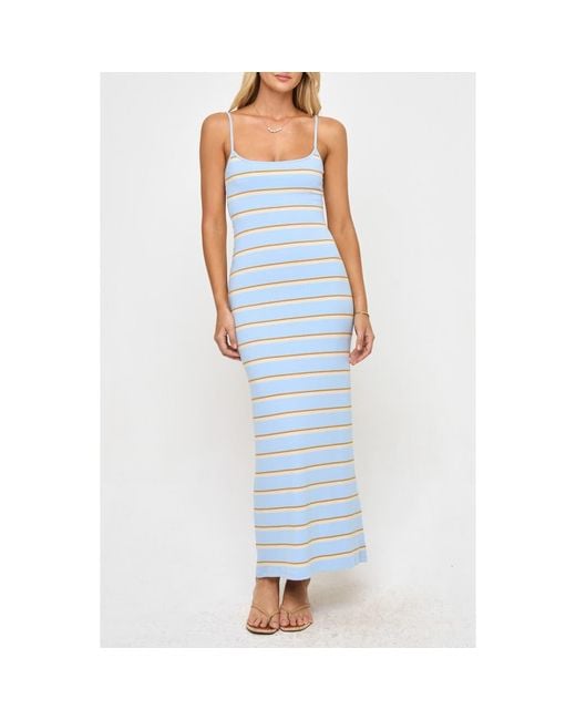 LSPACE Blue Jordana Rib Cover-Up Maxi Dress