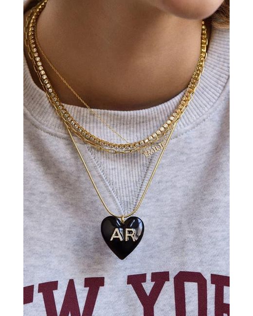 BaubleBar White Custom Initial Enamel Heart Pendant