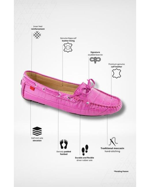 Marc Joseph New York Pink Cypress Hill Croco Tiebow Driver Loafer
