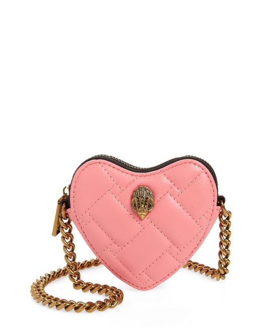 Kurt Geiger Micro Heart Quilted Leather Crossbody Bag in Pink | Lyst