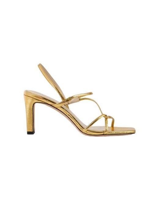 Sandro Metallic Embossed Leather Sandals