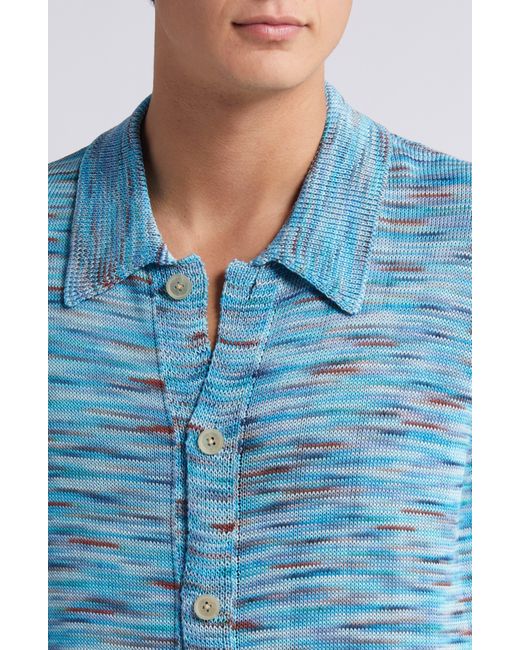 Corridor NYC Blue Space Dye Short Sleeve Button-up Cardigan for men