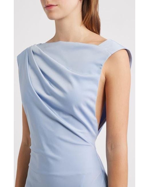 Lulus Blue Vida Pleated Bodice Cocktail Maxi Dress