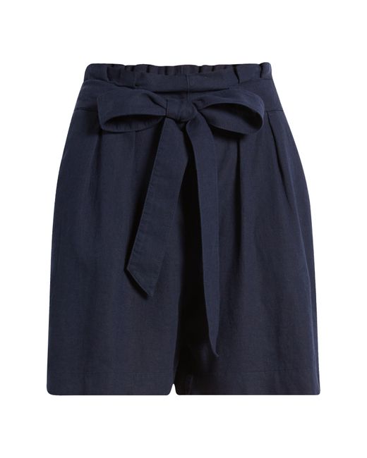 Caslon Blue Caslon(r) Tie Waist Linen Blend Shorts