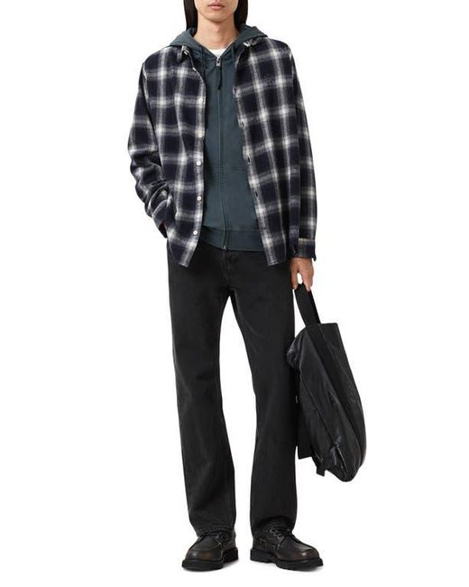 AllSaints Blue Brace Zip Hoodie for men