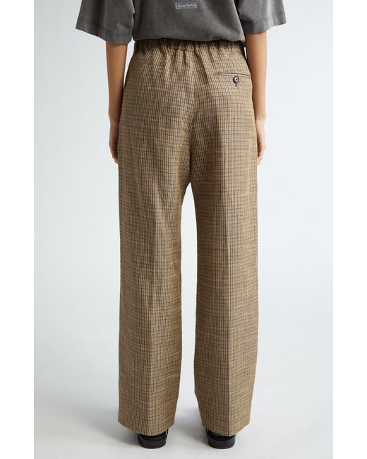 Acne Natural Pernille Check Linen Blend Trousers