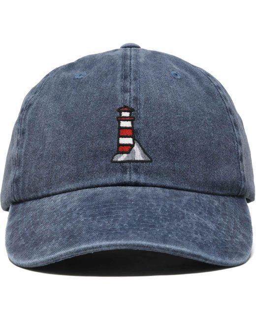 Alix Blue Lighthouse Embroidered Dad Hat