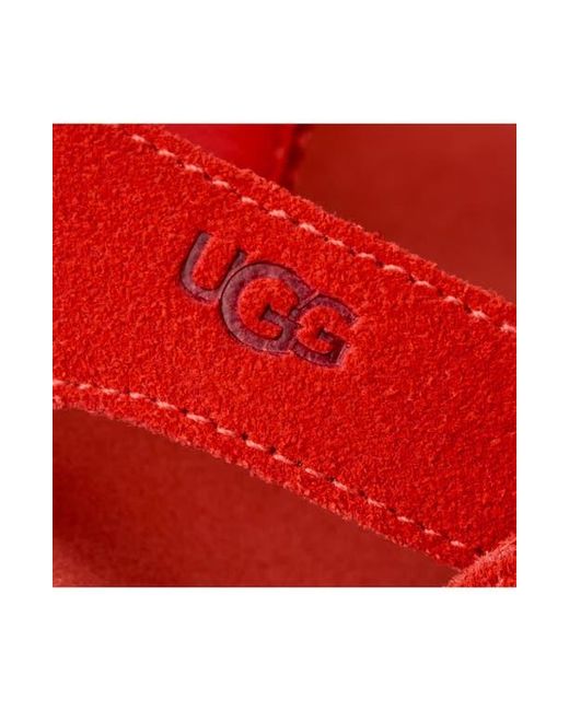 Ugg Red Goldengaze Toe Post Suede Sandal