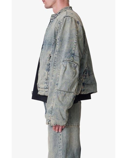 MNML Gray Moto Denim Jacket for men
