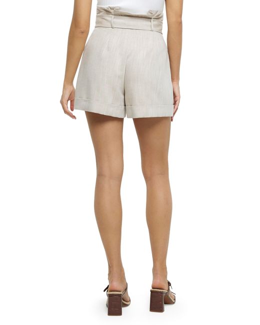 River island white belted on sale shorts