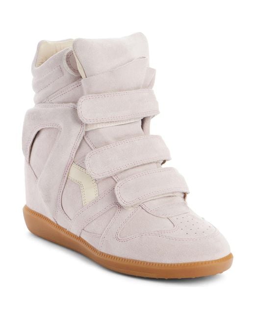 Isabel Marant White Bekett Hidden Wedge High Top Sneaker