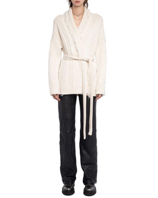Zadig & Voltaire Natural Wool & Cashmere Wrap Cardigan