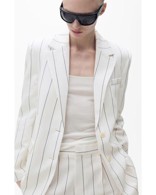 Mango White Pinstripe Suit Jacket