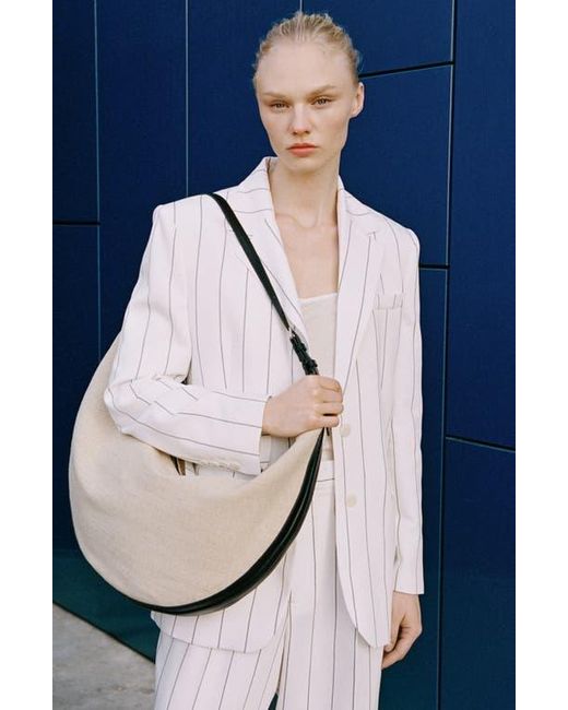 Mango White Pinstripe Suit Jacket