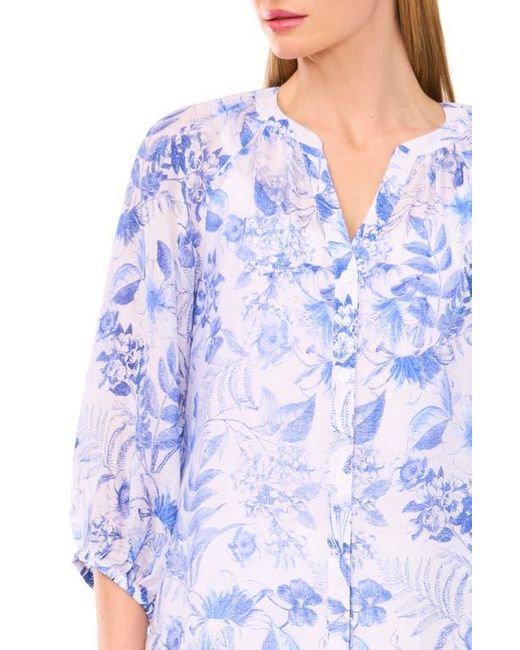 Halogen® Blue Floral Button-Up Shirt