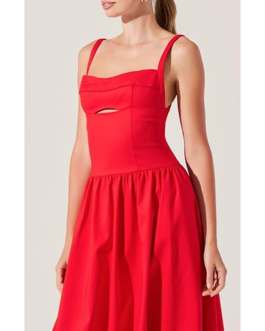 Astr Red Jevi Sleeveless Bubble Midi Dress