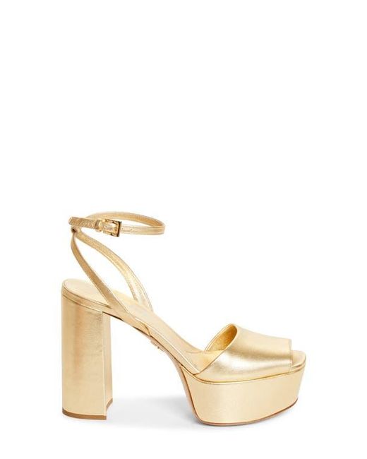 Prada Metallic Ankle Strap Platform Sandal