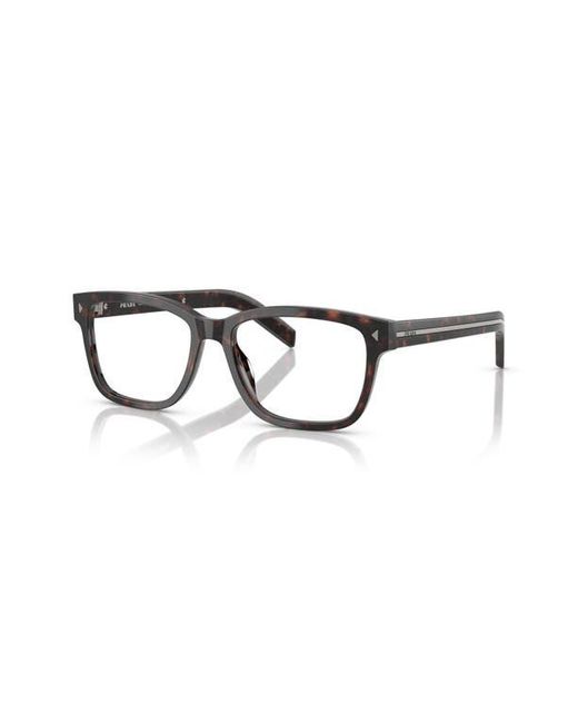 Prada Brown 56Mm Rectangular Optical Glasses for men