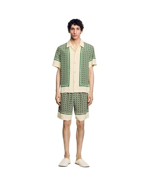 Sandro Green Short-Sleeved Patterned Shirt for men