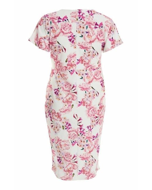 Quiz Red Plus Size Floral Scuba Crepe Wrap Maxi Dress