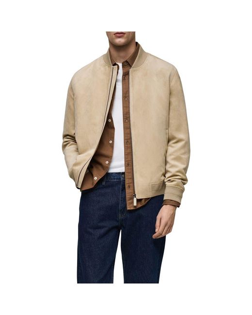 Mango Natural Faux Suede Bomber Jacket for men