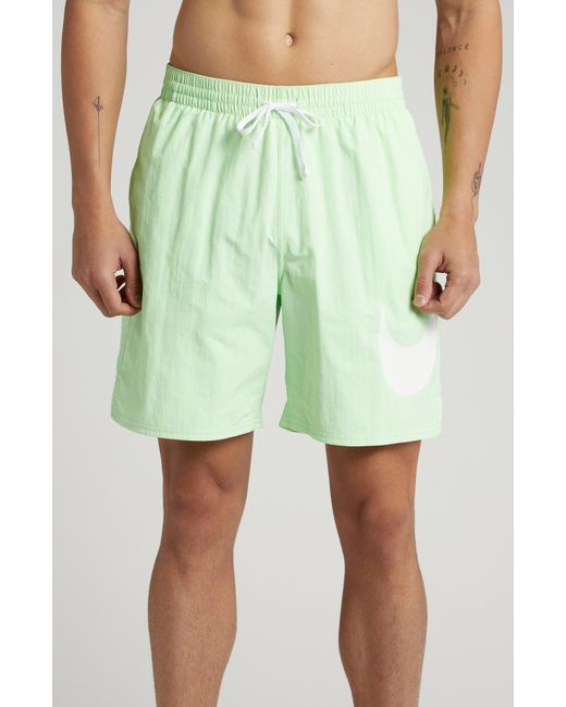 Nike Green Swoosh 7-inch Swim Trunks for men