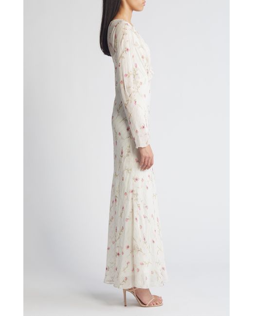 LoveShackFancy White Dalila Print Ruffle Long Sleeve Maxi Dress