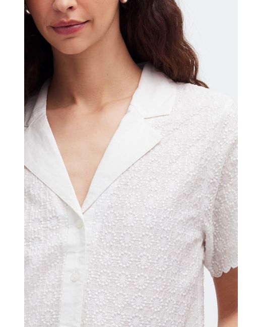 Madewell White Embroidered Semisheer Resort Shirt