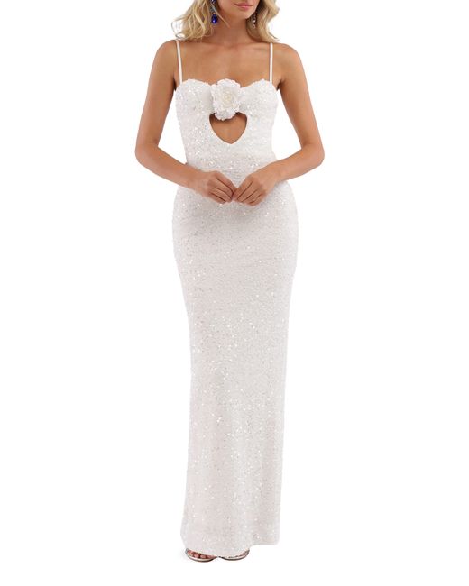 HELSI White Lyla Sequin Cutout Gown
