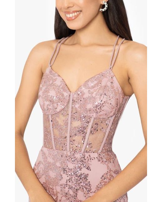 Blondie Nites Pink Sequin Mesh Mermaid Gown