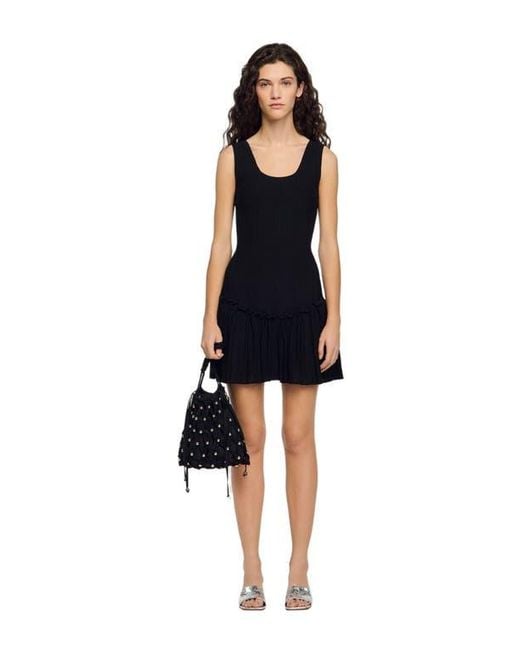Sandro Black Studded Net Mesh Bag