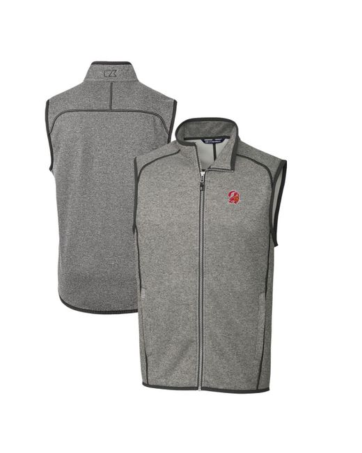 Cutter & Buck Gray Tampa Bay Buccaneers Throwback Logo Mainsail Sweater-knit Big & Tall Full-zip Vest At Nordstrom for men