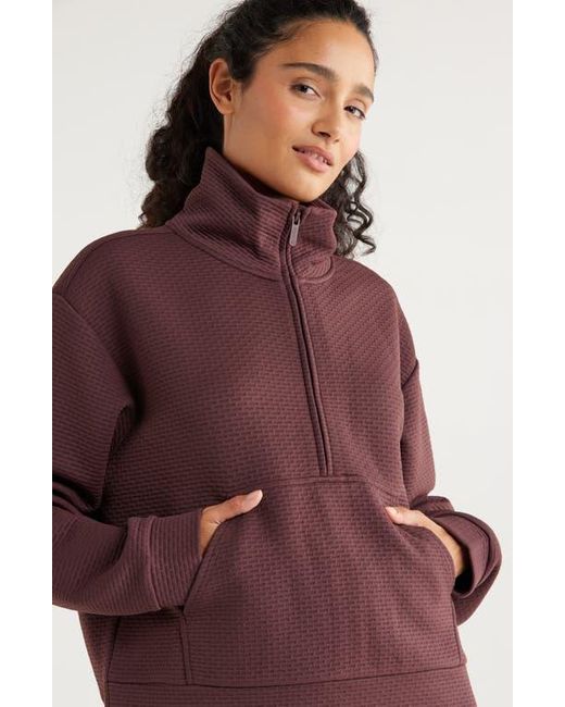 Zella Brown Textured Half Zip Pullover