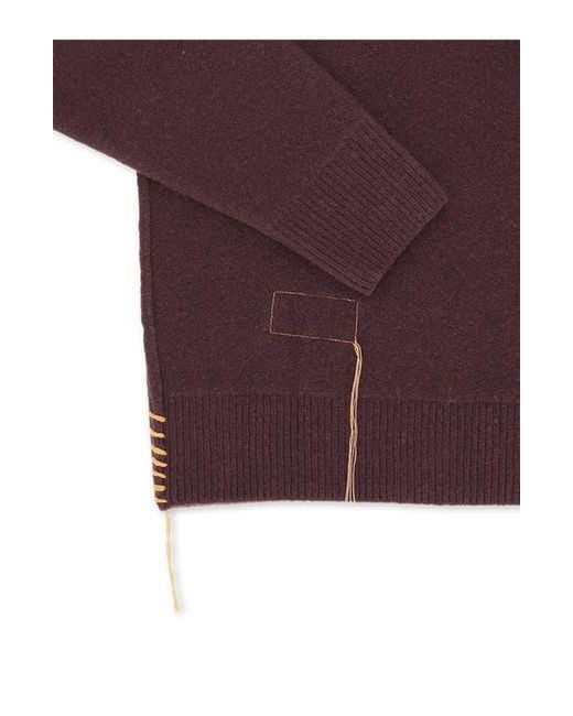 Fortela Purple Harvard Wool Raglan Sleeve Crewneck Knit