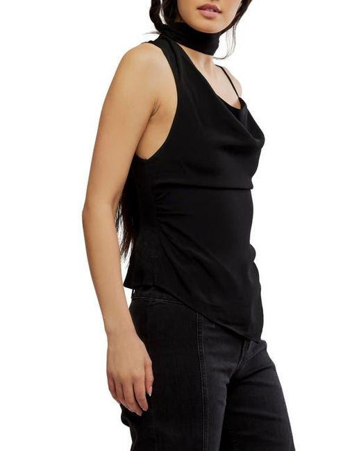 Free People Black True To You Sleeveless Tie Neck Top