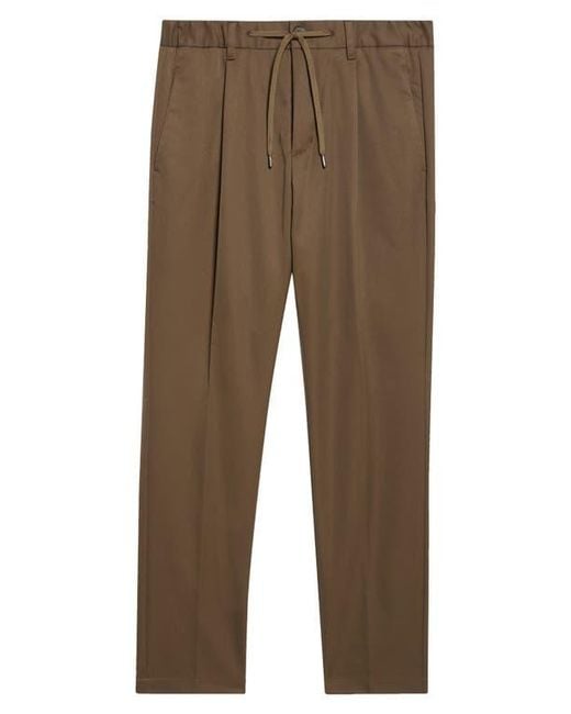 Herno Brown Pleated Melange Drawstring Pants for men