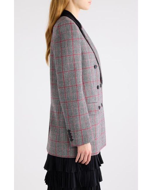 Chloé Gray Double Breasted Plaid Virgin Wool Blazer