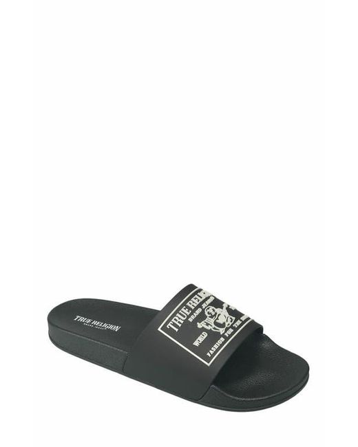 True Religion Black 's Graphic Slide Sandals – Bold Block for men